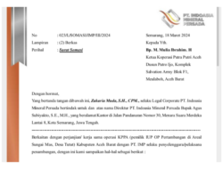 Bulan Maret Lalu PT IMP Pernah Somasi KPPA Berkaitan Perjanjian Kerja Sama 2 Bulan Maret Lalu PT IMP Pernah Somasi KPPA Berkaitan Perjanjian Kerja Sama