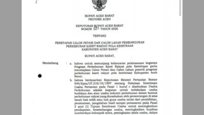 Diduga Masuk Daftar Penerima Lahan Kebun Karet, GeRAK Minta Pj Bupati Aceh Barat Copot Marhaban