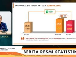 Pertumbuhan Ekonomi Aceh Triwulan I 2025 Tumbuh 4,59 Persen