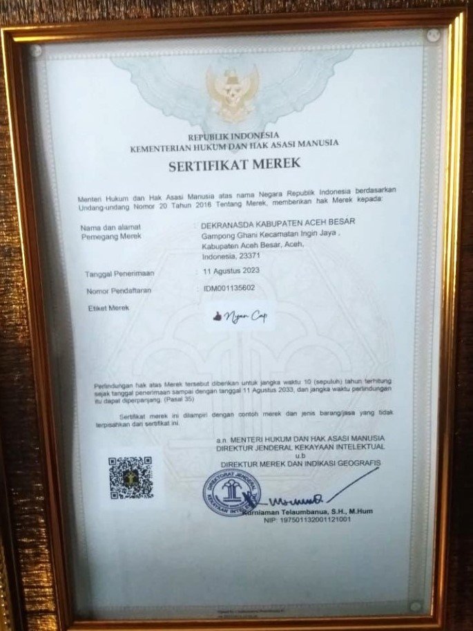 Aceh Besar Resmi Miliki Merek Dagang 'NYAN CAP', Produk Lokal Siap Mendunia 2